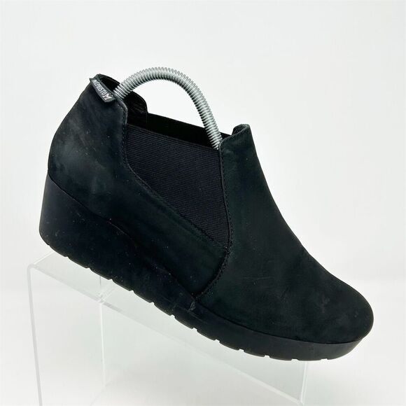 Mephisto Women's Tosca Black Leather Slip-On Chelsea Wedge Ankle Booties Size 10 - Picture 1 of 16
